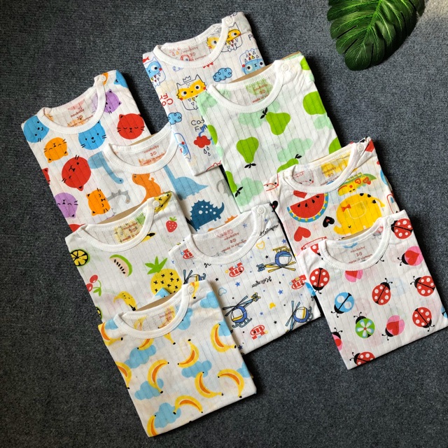 Bộ Cotton giấy NOUBABY dài tay họa tiết đẹp cho bé trai/bé gái (6~25kg)