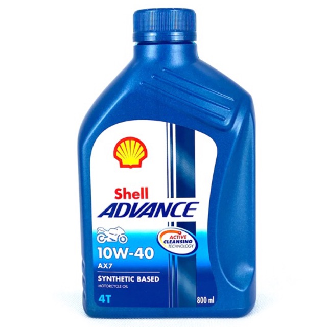 Dầu nhớt bán tổng hợp xe số và xe tay côn Shell Advance AX7 10W-40 800ml