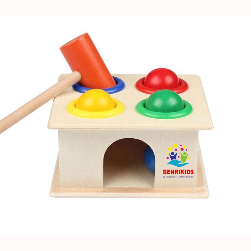 [Mã LIFETOYS1 giảm 30K đơn 99K] Đồ Chơi Hộp Đập Bóng Nhiều Màu Sắc Vui Nhộn Bằng Gỗ Benrikids Cho Bé