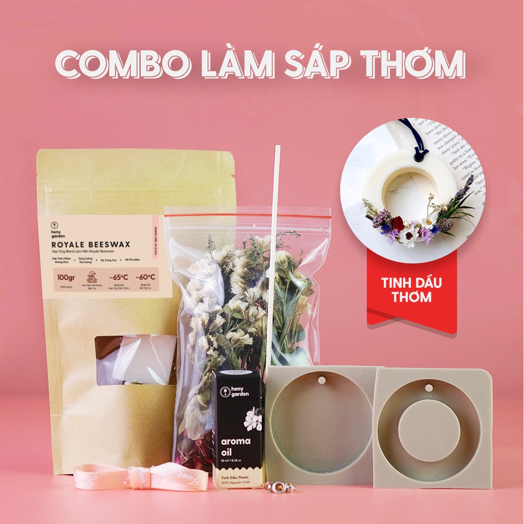 Set Tự Làm Sáp Thơm (Có Video) Tại Nhà Giúp Khử Mùi, Làm Thơm Phòng Hiệu Quả Với Tinh Dầu Thơm Phối Hương Heny Garden