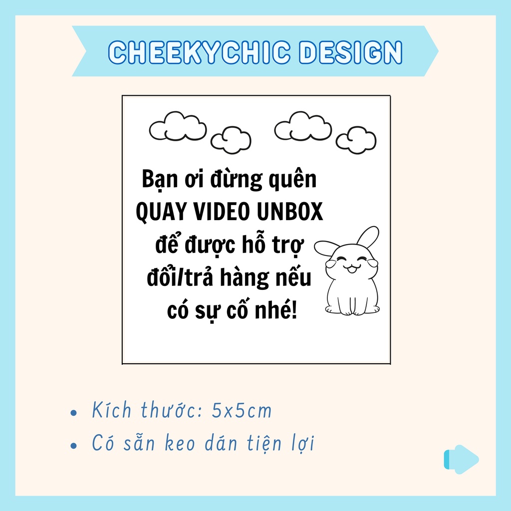 Tem dán nhắc khách quay video bóc hàng, Decal nhắc khách quay video unbox 5x5 cm - Mẫu 3