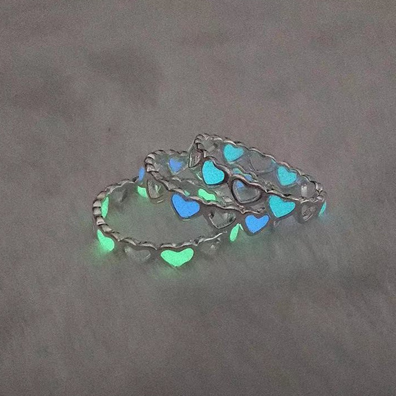 Nhẫn Bạc Trái Tim Dạ Quang Phát Sáng Trong Bóng Tối Cho Nữ