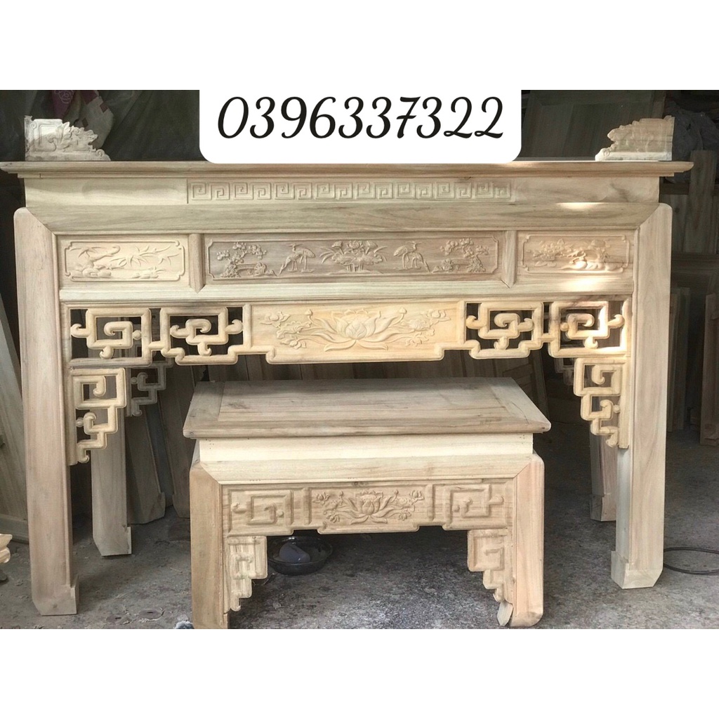 Cặp án thờ Gỗ Sồi Nga 100% Sơn PU cao cấp kt 153cm