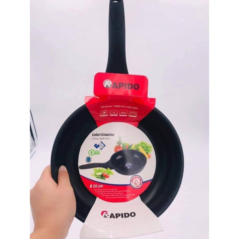 [TRỢ GIÁ] Chảo từ men đen Teflon Rapido size 20cm, 24cm, 28cm đáy chấm, chống dính siêu bền cao cấp