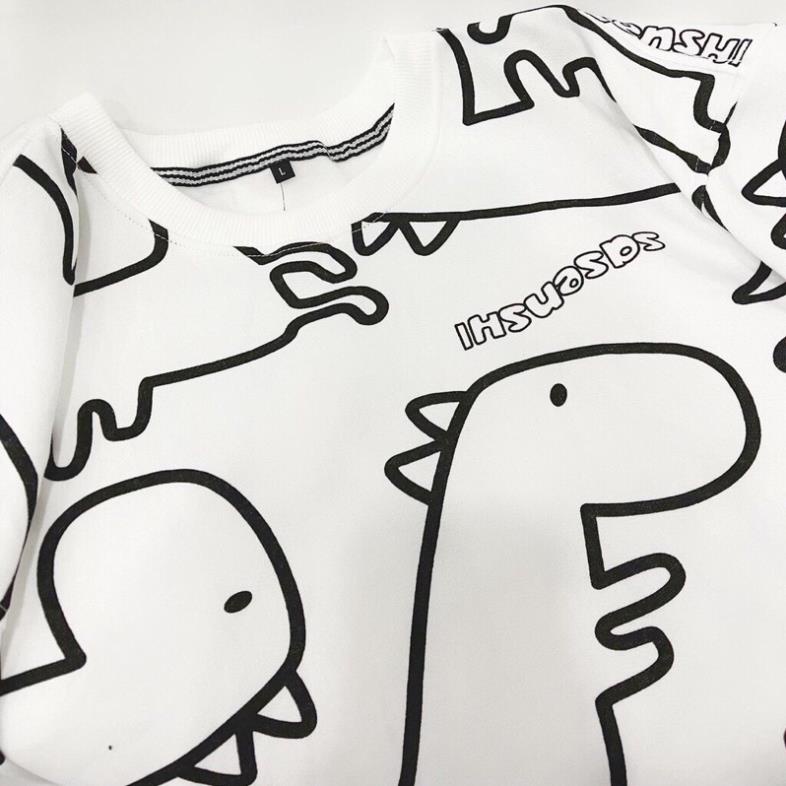 Áo Nỉ Sưeater Tay Bồng Nỉ Ngoại Khủng Long Unisex Nam Nữ Ulzzang