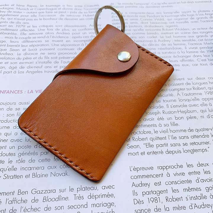 Ví móc chìa khóa - da bò xịn - màu vàng bò - sản phẩm thủ công