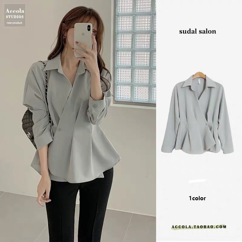 Áo sơ mi vạt chéo phong cách Hàn quốc