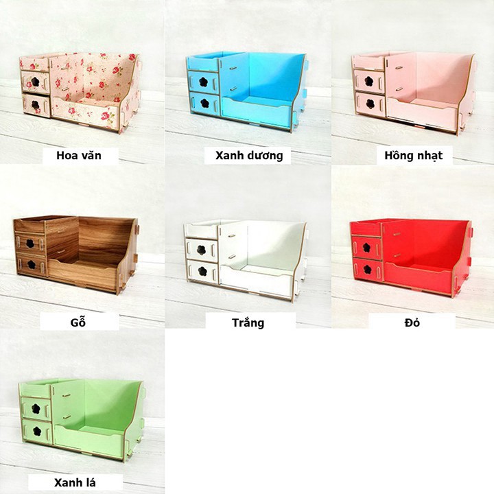 QN0094 TYĐS kệ gỗ đựng mỹ phẩm trang điểm đồ đa năng 3 tầng trang trí trên bàn để điện thoại đựng đồ mini chơi cho bé nh