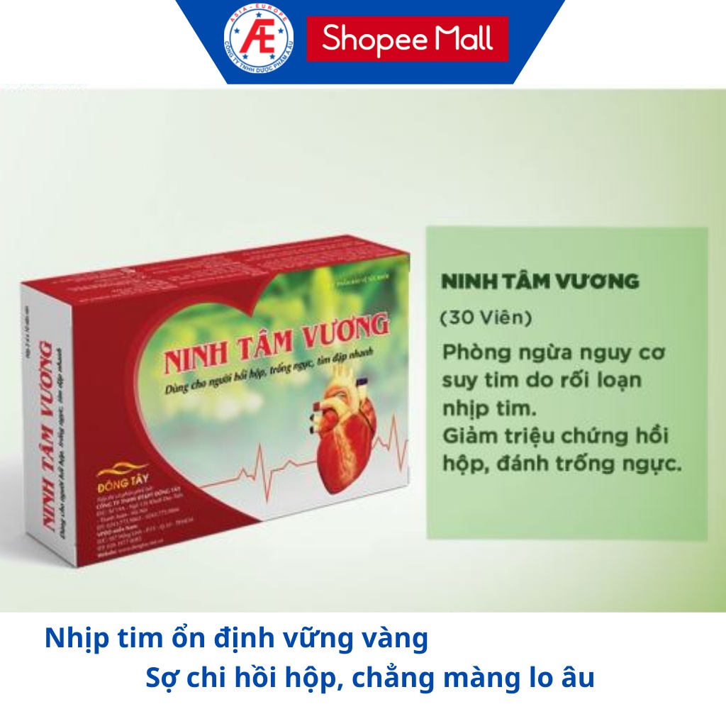 Ninh Tâm Vương - dùng cho người rối loạn nhịp tim, hộp 30 viên