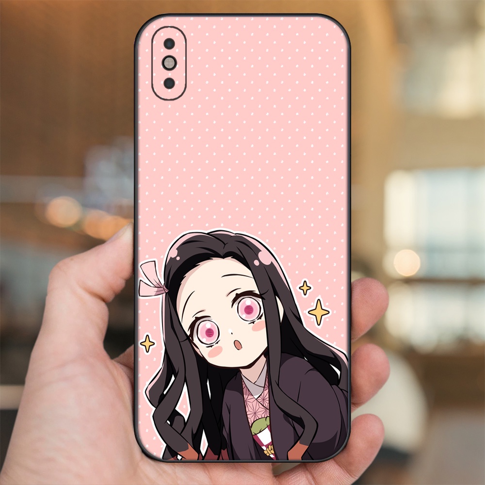 Ốp lưng iPhone Xs Max dẻo đen cạnh vuông in hình Nezuko Kimetsu no Yaiba