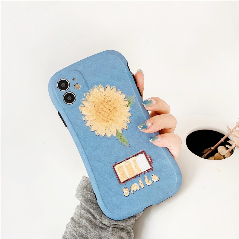 Ốp lưng iphone Blue Sunflower IMD viền cong dày 5/5s/6/6plus/6s/6splus/7/7plus/8/8plus/x/xs/11/12/pro/max/plus/promax | BigBuy360 - bigbuy360.vn