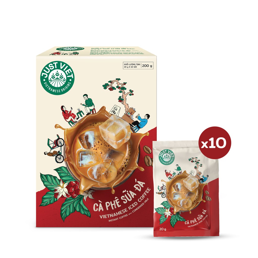 Cà Phê Sữa Đá Just Viet (Hộp)- Đúng Điệu Gu Việt - Sánh Đậm Tự Nhiên - Hộp 10 gói x 20g | BigBuy360 - bigbuy360.vn