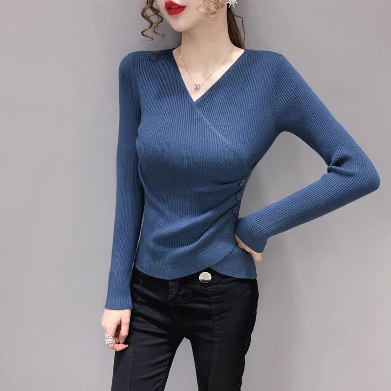 Áo Dệt Kim Mỏng Vừa Vặn Tay Dài / Tay Lửng Phong Cách Phương Tây Thời Trang Thu Đông Cho Nữ