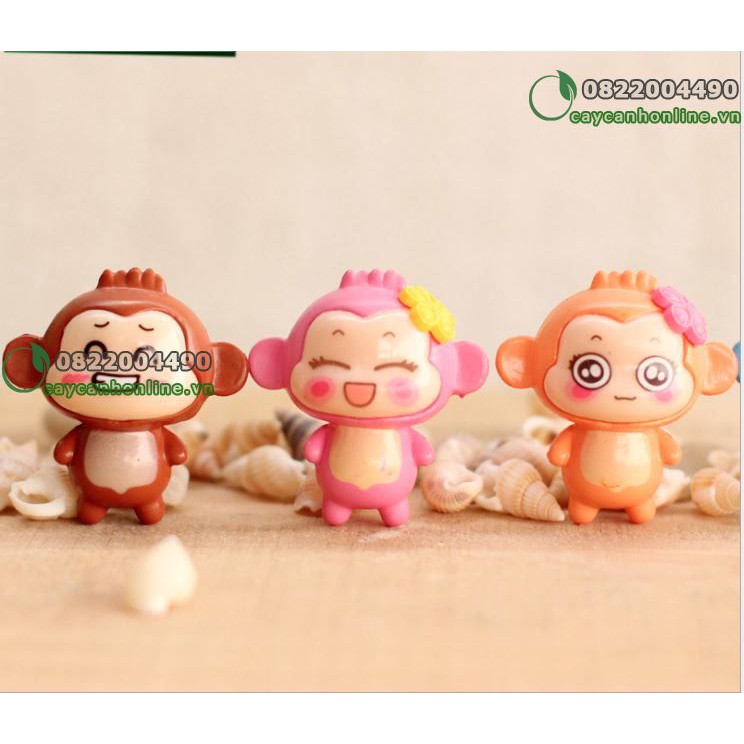 Khỉ con ngộ nghĩnh may mắn - đồ trang trí tiểu cảnh nhỏ - Tượng đáng yêu