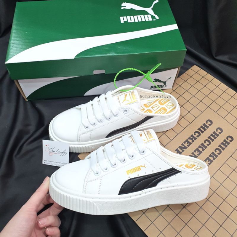 Giày dép PM TRẮNG VẠCH ĐEN ĐẠP GÓT fenty