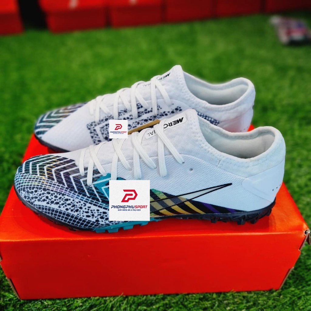 Giày Bóng Đá Mercurial Vapor 13 Pro Xanh Vạch Trắng TF
