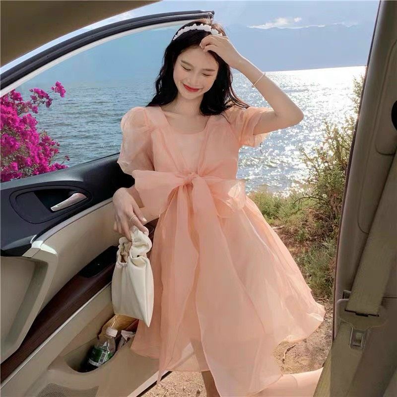 MS05 - Đầm tiểu thư dáng xòe thắt nơ to bản