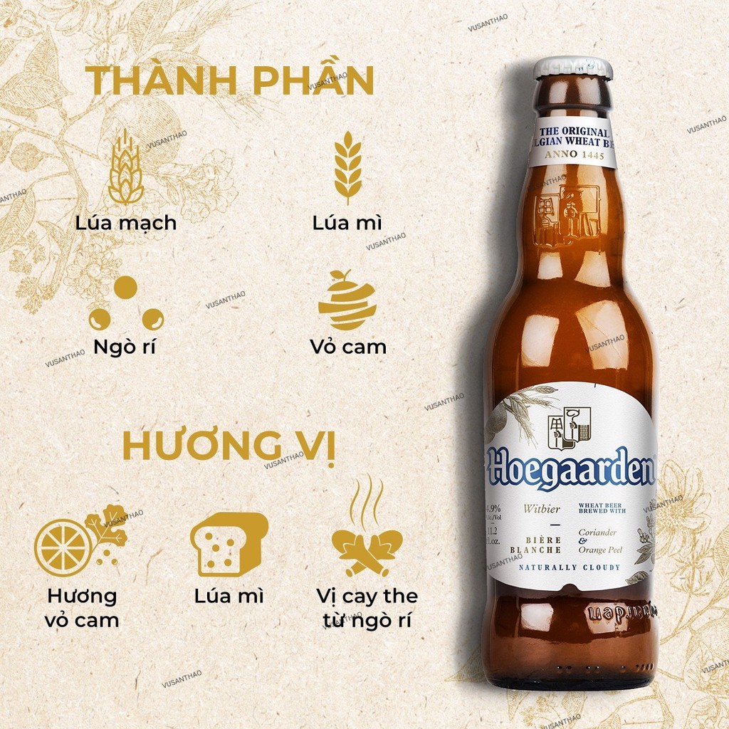 BIA HOEGAARDEN WHITE THÙNG 24 CHAI 330ML