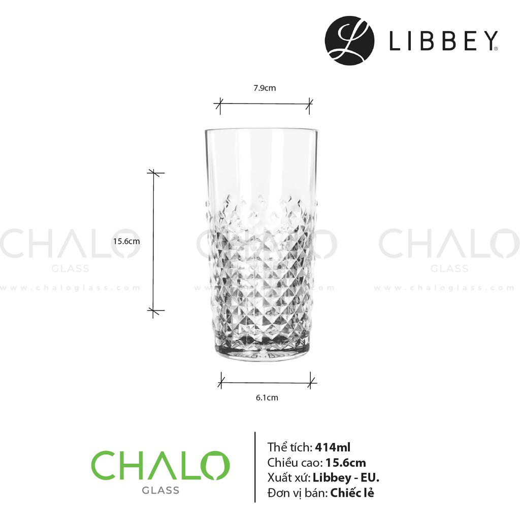 [Made in EU] Ly thủy tinh Libbey Carats High Ball - 414ml - 926774