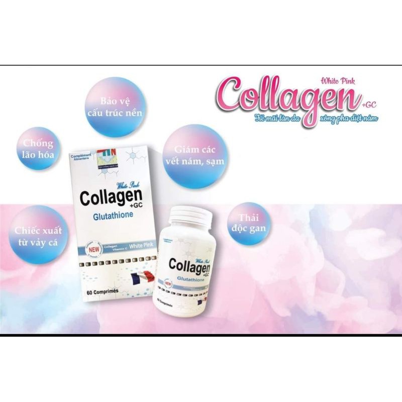 viên uống collagen+GC, (Hàng chính hãng từ pháp), Hỗ trợ làm trắng da, làm đẹp da, Hộp 60 viên