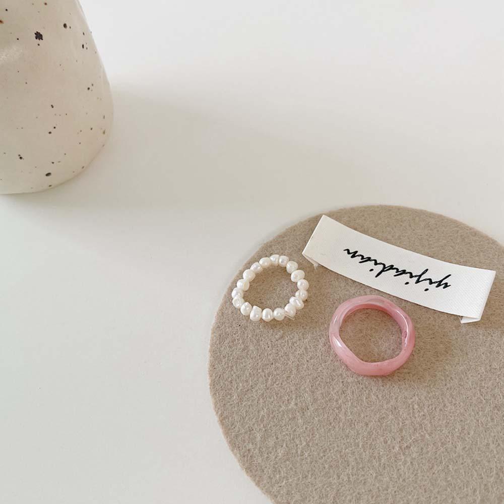 Bộ 2 Nhẫn Acrylic Trong Suốt Màu Kẹo Phong Cách Hàn Quốc Thời Trang