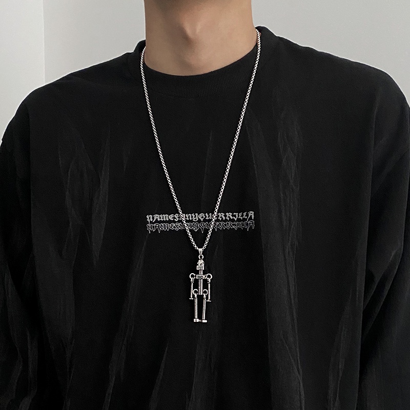 Dây Chuyền Vòng Cổ Nam Nữ Thép Titan Mặt Hình Robot Trẻ Trung Hợp Thời Trang - Maxshopdoc