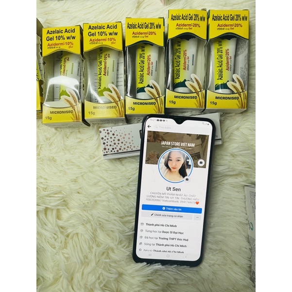 Gel ngừa mụn thâm Azelaic Acid Gel 20% & 10%  Aziderm 20% & 10% 15g