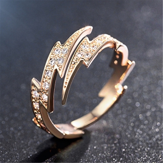 gold color gold lightning opening index finger ring ring female personality exaggerated