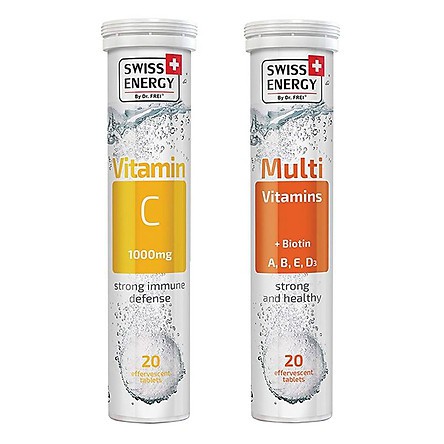 Viên Sủi Bổ Sung Vitamin C, Canxi Và Khoáng Chất Tăng Sức Đề Kháng, Chắc Khỏe Xương Swiss Energy Thụy Sĩ (Tuýp 20 Viên) | Thế Giới Skin Care