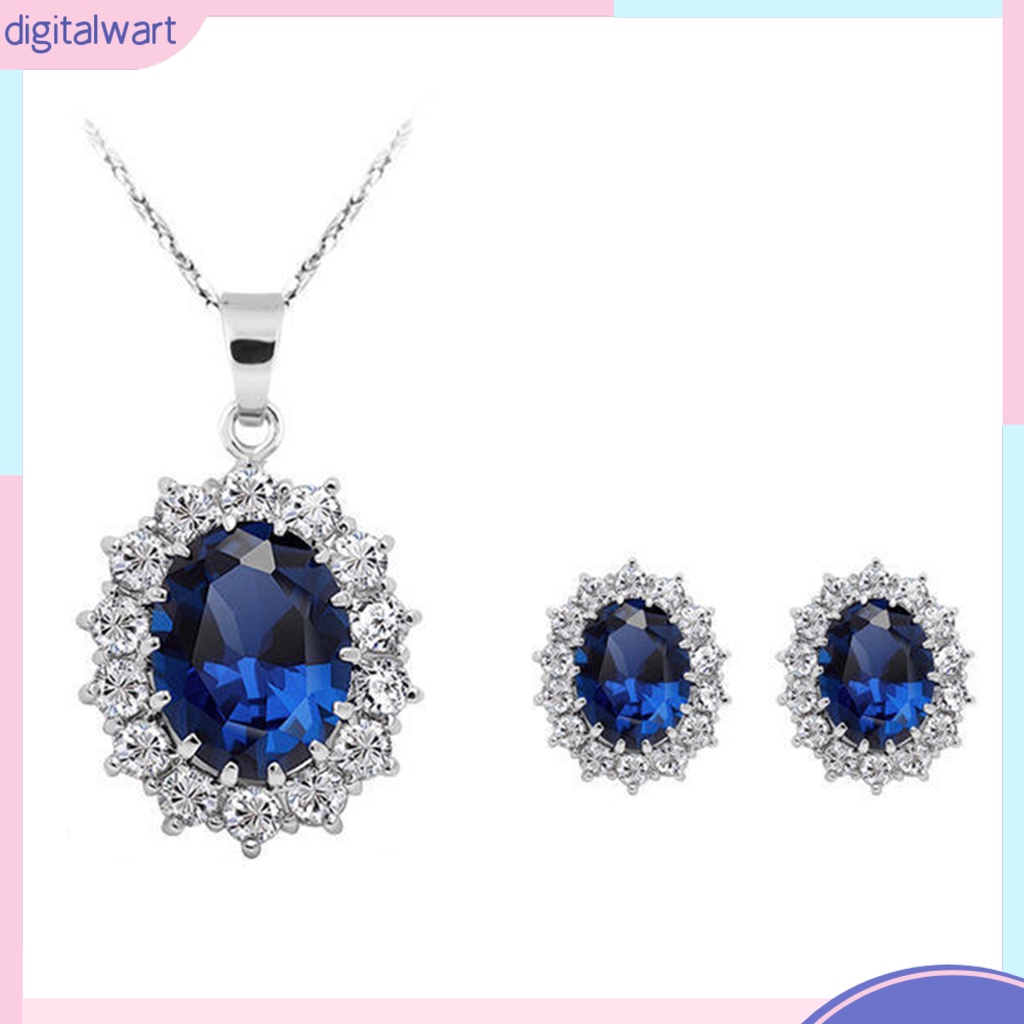 Bộ Nữ Trang Dây Chuyền Bông Tai đá kim cương nhân tạo thời trang