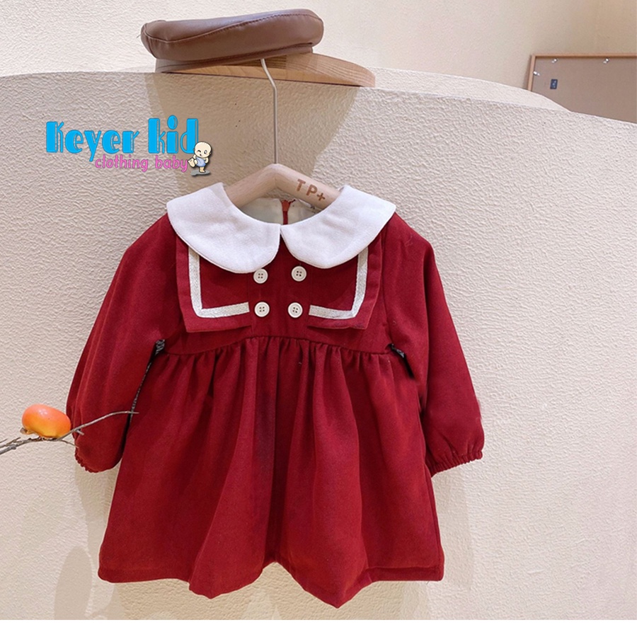 [TẠNG TẤT ĐƠN 150K] Váy Nhung BASSI Hàn Quốc Bé gái Chất Mềm Mịn Không Nhăn KEYER KID VN MÃ XUẤT VN09