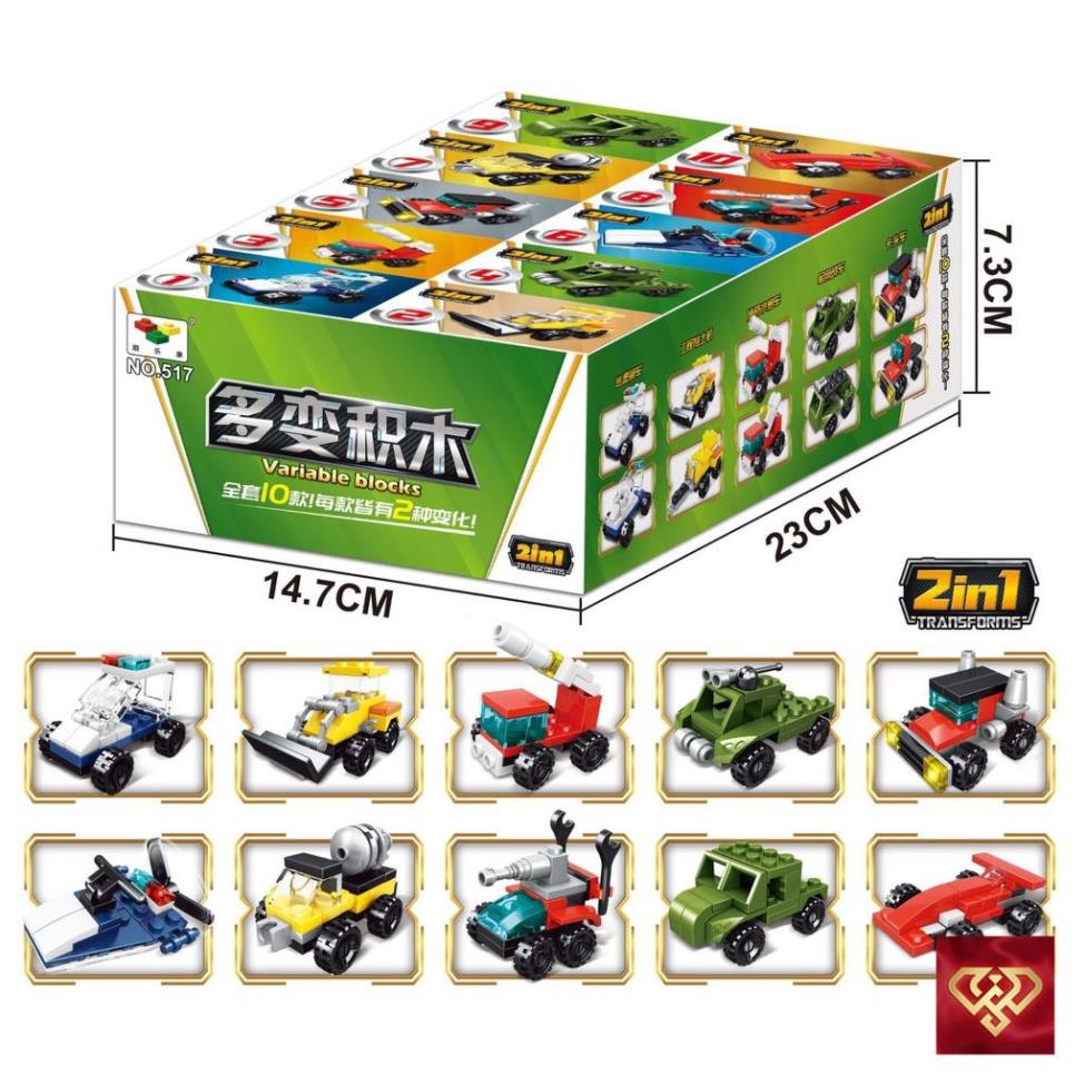 Đồ chơi Lego lắp ráp hình xe đua ô tô người máy xe tăng máy bay 10 in 1 bộ 8