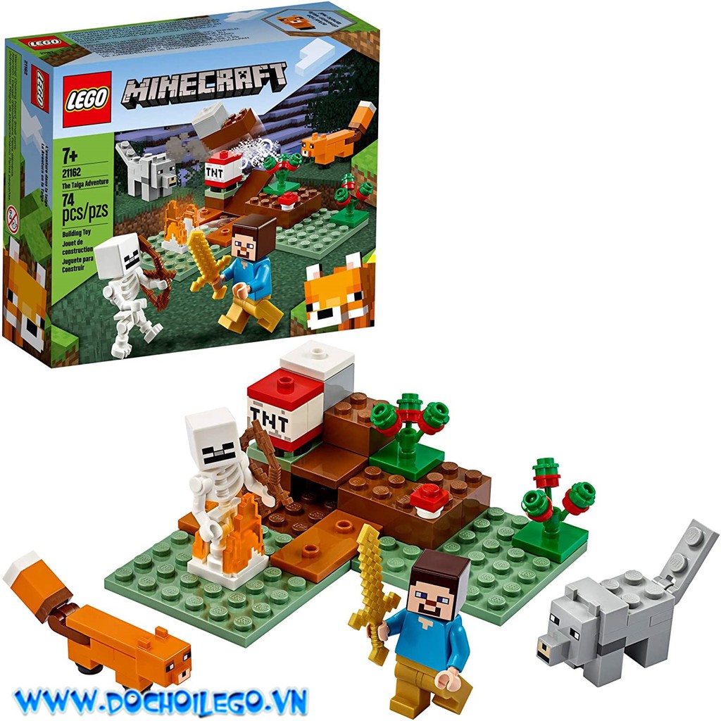 21162 LEGO Minecraft The Taiga Adventure - Cuộc phiêu lưu của Steve và Skeleton