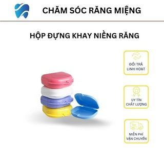 Hộp đựng máng đựng hàm chỉnh nha hoặc tháo lắp siêu tiện lợi, đủ màu