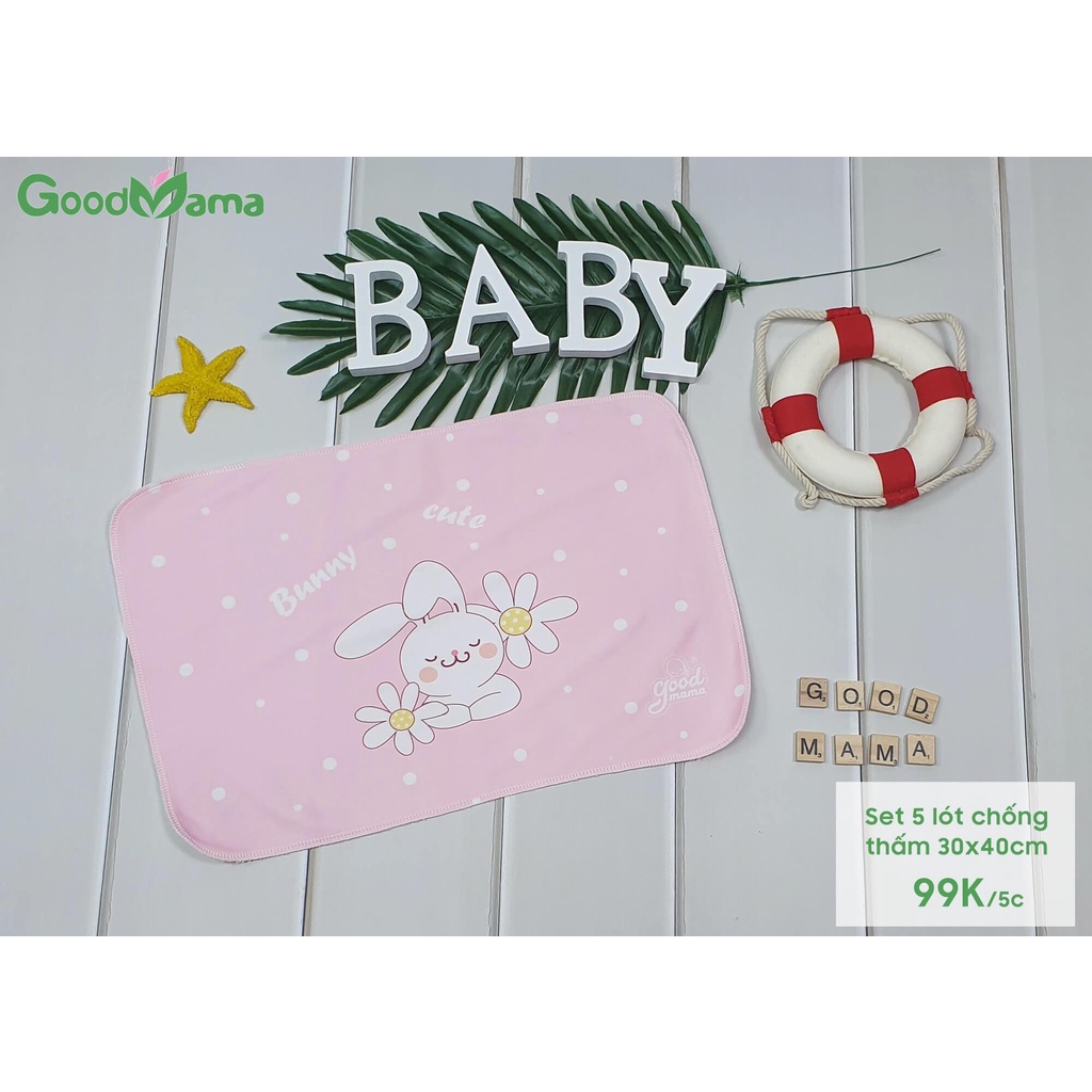 [Chính Hãng] Set 5 tấm lót chống thấm 30x40 trẻ em Good Mama