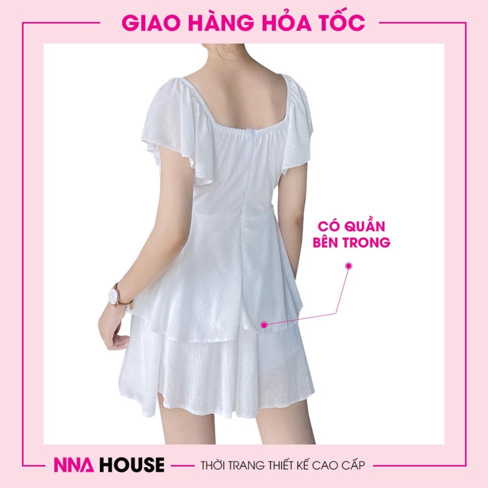 Váy thiết kế tiểu thư - Đầm cao cấp cổ vuông dáng xòe 2 tầng NNAHOUSE Mã NA209 | BigBuy360 - bigbuy360.vn