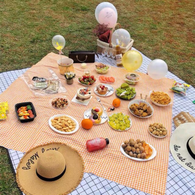 Khăn trải bàn ô vuông caro Hàn Quốc, khăn vải picnic, phông nền chụp ảnh Vintage, trang trí bàn học - NgocThi Store