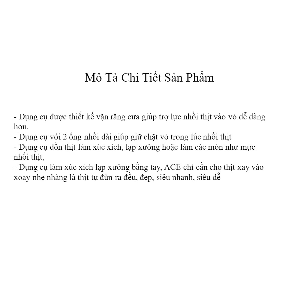 Dụng cụ nhồi xúc xích bằng tay, Ống nhồi lòng lợn, lạp xưởng, làm xúc xích tại nhà có 2 đầu phễu tiện lợi giá rẻ