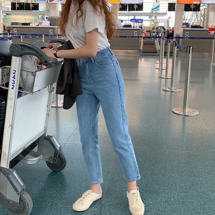 [Size 26-35] Quần Baggy Bigsize Nữ, Rách Đùi L21 Lai Chéo, Lưng Cao Siêu Đẹp, Không Giãn