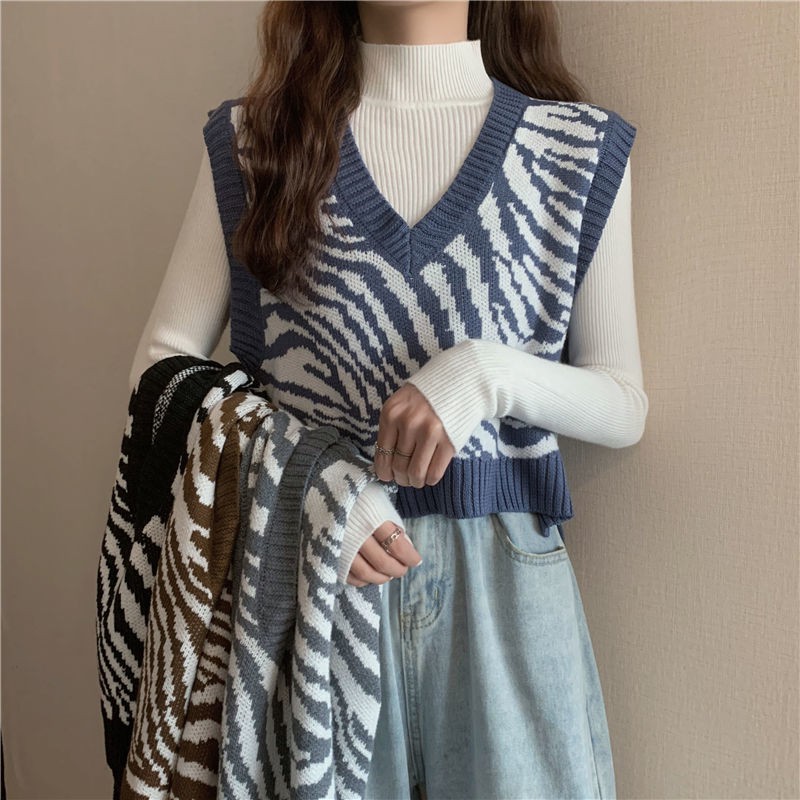 Fashion Feminine Zebra Pattern Sleeveless Shirt | BigBuy360 - bigbuy360.vn