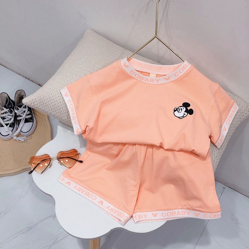 Bộ Cộc Tay Cho Bé In Hình Mickey Dễ Thương, Bộ Cộc Tay Bé Gái, Trai Mặc Đều Xinh - Sâu Shop Thời Trang Trẻ Em