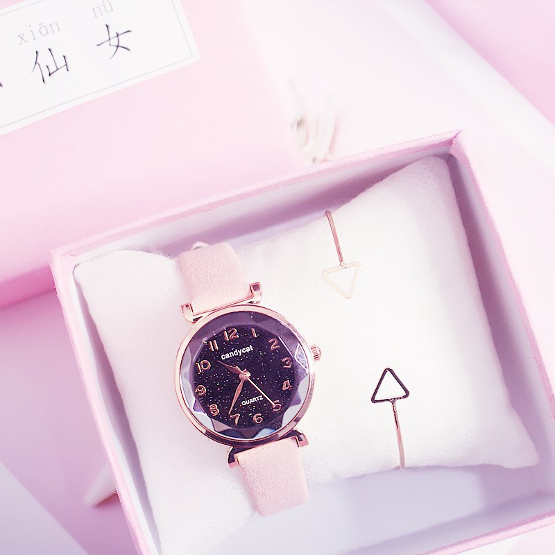 [ xả kho ] Đồng hồ nữ Candycat11 dây da lộn mặt tròn 3D