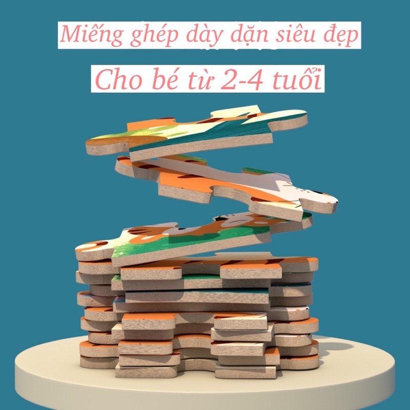 Ghép hình hộp thiếc 5 cấp độ, ghép puzzle 1 hộp 5 tranh 5 cấp độ cho bé từ 2-4 tuổi