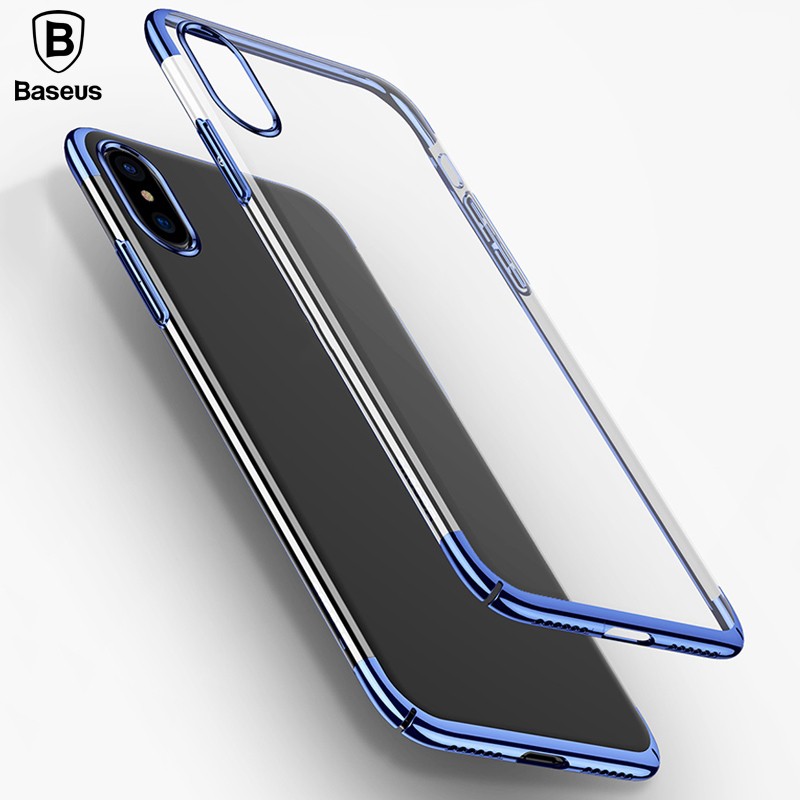 Ốp lưng Iphone X trong suốt viền màu Glitter chính hãng Baseus