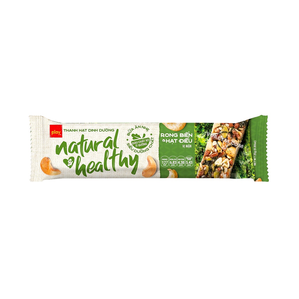 Bánh Dinh Dưỡng Play Nutrition - Natural Healthy Bar (25g) - Hỗ Trợ Năng Lượng, Tăng Cường Sức Khỏe, Chính Hãng