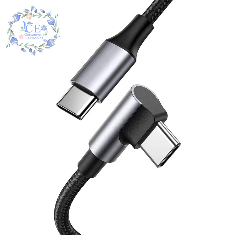 USB C to USB C Cable Right Angled 100W PD Fast Charger Type C 90 Degree Power Data Lead for MacBook for iPad Samsung (1M)