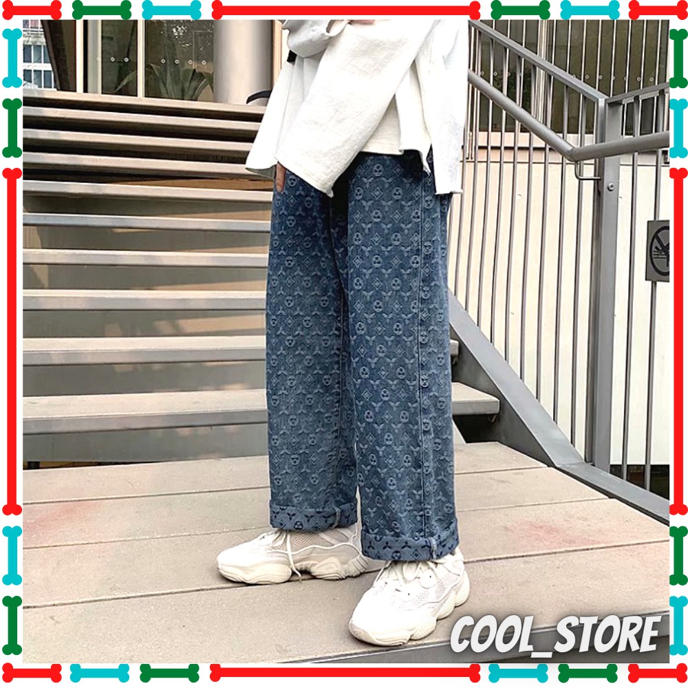 Quần Jeans Ống Đứng In Họa Tiết Phong Cách Hàn Quốc Size (M-L) Cho Nam Quần lv quần lv ống rộng | BigBuy360 - bigbuy360.vn