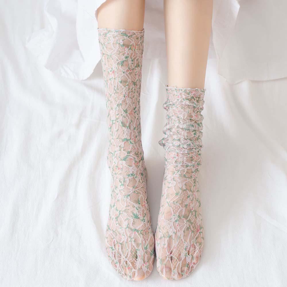 Đôi Vớ Lưới Phối Ren Phong Cách Nhật Bản Ngọt Ngào Dành Cho Nữ