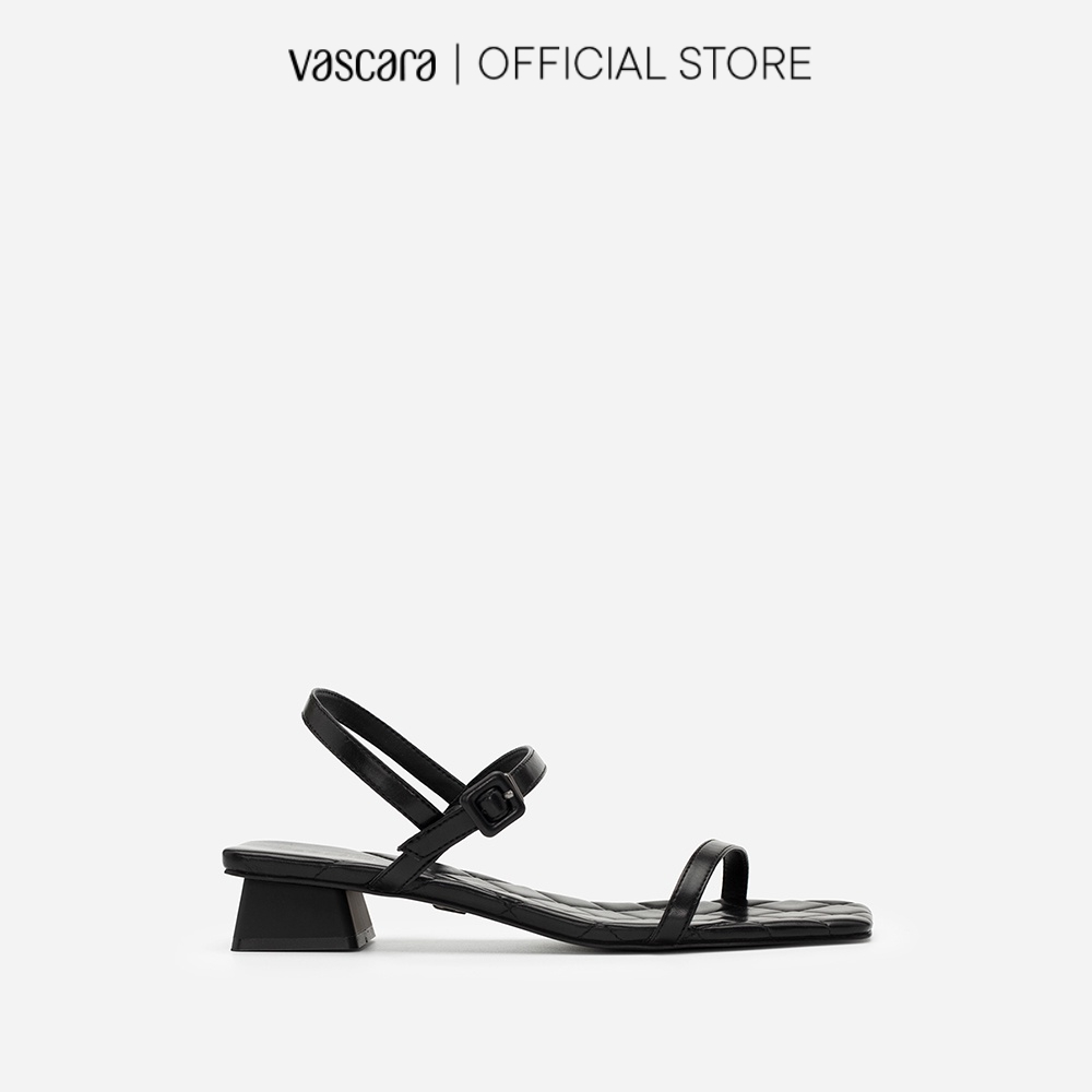 Vascara Giày Sandal Gót Trụ Đế Kiểu Chần Bông SDN 0690 Màu Đen