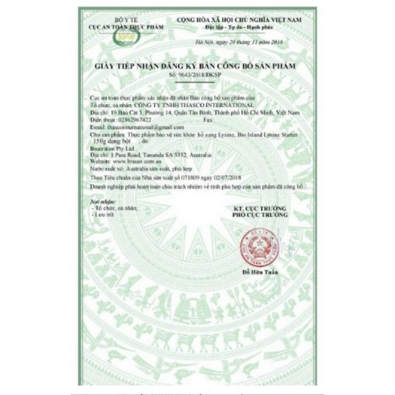 Viên uống tăng trưởng chiều cao Bioisland Lysine Step Up Úc